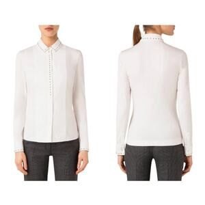 Akris Punto White Blouse with Studded Details